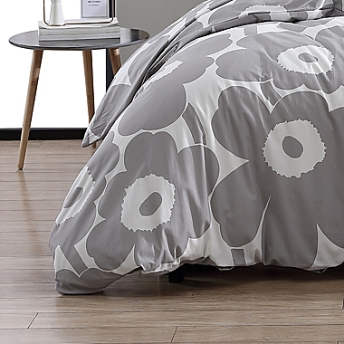 Marimekko&reg; Unikko 3-Piece Reversible King Comforter Set in Grey. View a larger version of this product image.