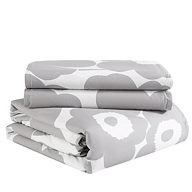 Marimekko&reg; Unikko 3-Piece Reversible King Comforter Set in Grey. View a larger version of this product image.
