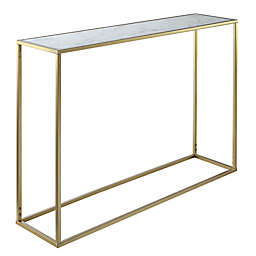 Convenience Concepts Gold Coast Console Table in White Faux Marble/Gold