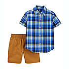 Alternate image 0 for carter&#39;s&reg; Size 3M 2-Piece Plaid Button-Front Shirt and Short Set in Blue/Brown