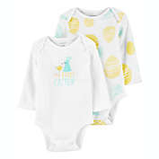 carter&#39;s&reg; Size 3M 2-Pack First Easter Long Sleeve Bodysuits in White