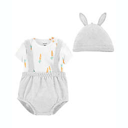 carter's® Size 9M 3-Piece Easter Bunny Bodysuit, Shortall, and Hat Set in Grey
