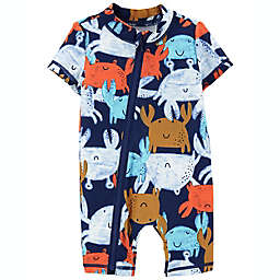 carter's® Crab Short Sleeve Rash Guard Suit in Blue