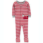 carter&#39;s&reg; Stripe Firetruck 100% Snug Fit Cotton Footie PJs in Red