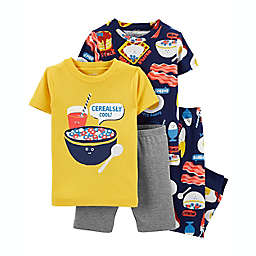 carter's® Size 12M 4-Piece Breakfast T-Shirts, Short, and Pant Pajama Set in Yellow