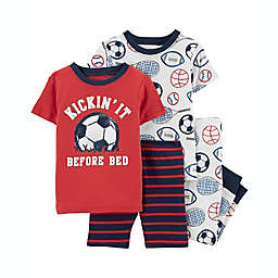 carter's® Size 12M 4-Piece Soccer 100% Snug Fit Cotton PJs in Red