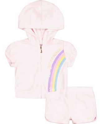 Juicy Couture&reg; 2-Piece Sequin Short Sleeve Hoodie and Short Set in Pink