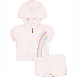 Juicy Couture® Size 18M 2-Piece Sequin Short Sleeve Hoodie and Short Set in Pink