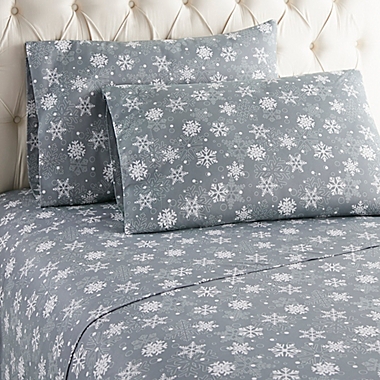 Micro Flannel&reg; SNOWFLAKES GREY Sheet Set. View a larger version of this product image.