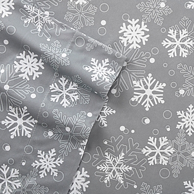 Micro Flannel&reg; SNOWFLAKES GREY Sheet Set. View a larger version of this product image.