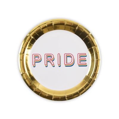 H for Happy&trade; 18-Count &quot;Pride&quot; Gold Paper Lunch Plates