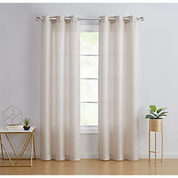 Modern Elements Hannah Grid 84-Inch Grommet Window Curtain Panels in Taupe (Set of 2)