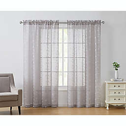 VCNY Home Eva 96-Inch Rod Pocket Sheer Window Curtain Panels in Grey/White (Set of 2)