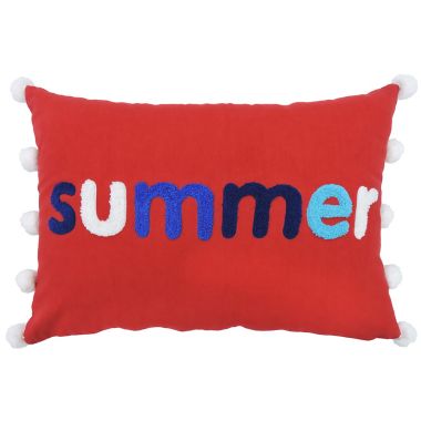 H for Happy&trade; Americana Summer Pom Pom Rectangular Throw Pillow. View a larger version of this product image.