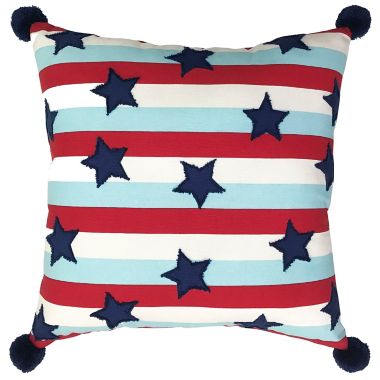 H for Happy&trade; Americana Stripes with Stars Square Throw Pillow. View a larger version of this product image.