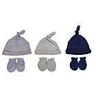 Alternate image 0 for Sterling Baby Size 0-6M 6-Piece Stripe Hat and Mitten Set in Navy