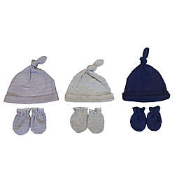 Sterling Baby Preemie 6-Piece Stripe Hat and Mitten Set in Navy