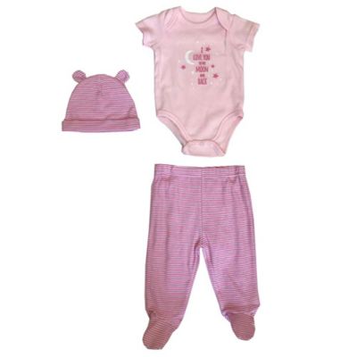 Sterling Baby 3-Piece I Love You Moon Footed Pant Set in Pink