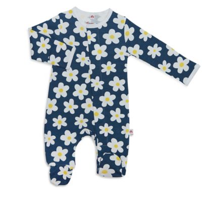 E=MC2 Size 0-3M I Think of You Every Daisy Magnetic Footie in Navy