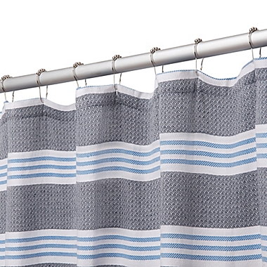 Laura Ashley Navy/Blue Stripe 72x72 Shower Curtain. View a larger version of this product image.