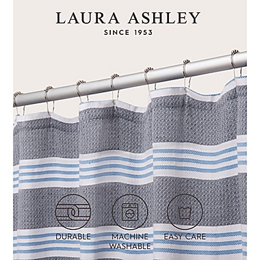 Laura Ashley Navy/Blue Stripe 72x72 Shower Curtain. View a larger version of this product image.