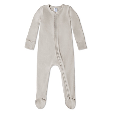 Colored Organics&reg; Size 3-6M Peyton Organic Cotton Footed Sleeper in Stone. View a larger version of this product image.