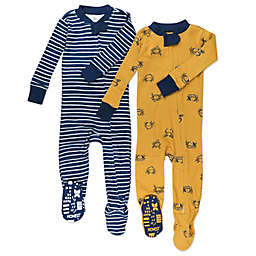 The Honest Company® Size 12M 2-Pack Stripes/Crabs Snug-Fit Organic Cotton Footed Pajamas