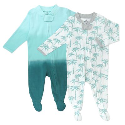 The Honest Company&reg; 2-Pack Ombre/Palms Snug-Fit Organic Cotton Footed Pajamas