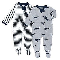 The Honest Company® Size 0-3M 2-Pack Ombre/Whale Organic Cotton Sleep & Plays in Blue
