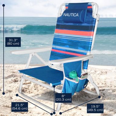 Nautica® 5-Position Ikat Stripe Beach Chair in Blue | Bed Bath & Beyond