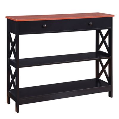 Convenience Concepts Oxford 1-Drawer Console Table in Cherry/Black