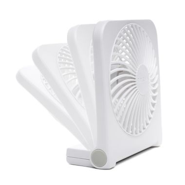 Treva&reg; Battery and USB Powered Desk Fan in White. View a larger version of this product image.