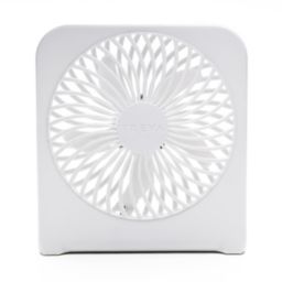 Treva® Battery and USB Powered Desk Fan in White