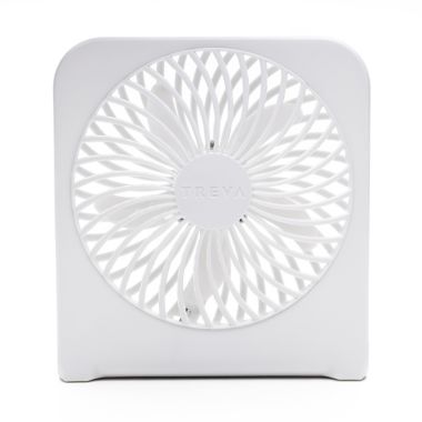 Treva&reg; Battery and USB Powered Desk Fan in White. View a larger version of this product image.