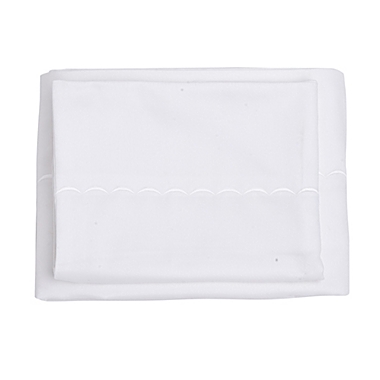 Everhome&trade; Egyptian Cotton Scallop Embroidered 700-Thread-Count Twin XL Flat Sheet in White. View a larger version of this product image.