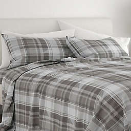 Home Collection Plaid Flannel Full Sheet Set in Light Grey
