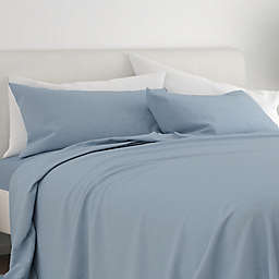 Home Collection Solid Flannel Queen Sheet Set in Light Navy