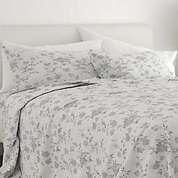 Home Collection Sylvan Rose Flannel Queen Sheet Set in Grey