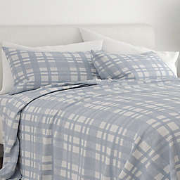 Home Collection Plaid Woven Flannel Queen Sheet Set in Light Blue