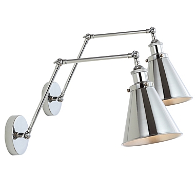 JONATHAN Y Rover Adjustable Classic Glam Arm Metal LED Wall Sconce in Chrome (Set of 2). View a larger version of this product image.