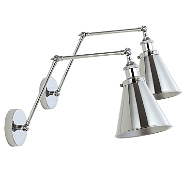 JONATHAN Y Rover Adjustable Classic Glam Arm Metal LED Wall Sconce in Chrome (Set of 2). View a larger version of this product image.