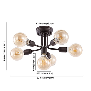 JONATHAN Y 6-Light Globe Farmhouse Iron Bistro LED Semi Flush Mount in Oil Rubbed Bronze. View a larger version of this product image.