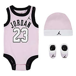 Nike® Jordan® Size 0-6M 3-Piece Jersey Bodysuit, Hat, and Bootie Set in Pink/Black