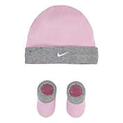 Nike&reg; Size 0-6M 2-Piece Simple Swoosh Hat and Bootie Set in Pink