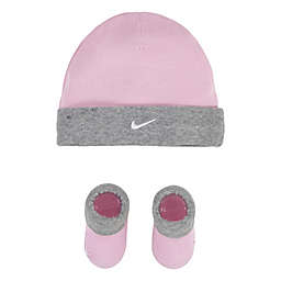 Nike® Size 0-6M 2-Piece Simple Swoosh Hat and Bootie Set in Pink