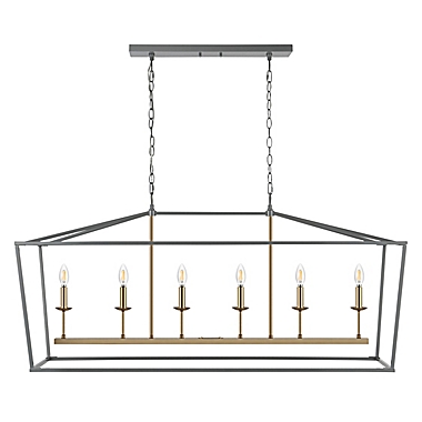 JONATHAN Y Pagoda 49-Inch Linear 6-Bulb Traditional Metal LED Pendant in Gray/Brass Gold. View a larger version of this product image.