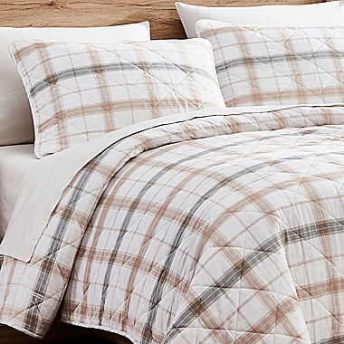 Eddie Bauer&reg; Jetty Island Plaid King Quilt Set in Beige. View a larger version of this product image.