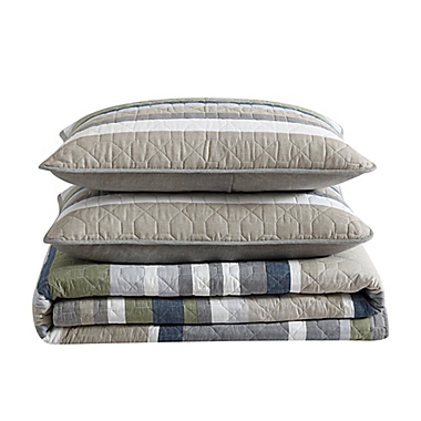 Eddie Bauer&reg; Salmon Ladder King Quilt Set in Beige. View a larger version of this product image.