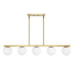 JONATHAN Y Luca Parisian 5-Light Modern Glam Iron Globe LED Pendant in Brass Gold/White