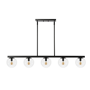JONATHAN Y Luca Parisian 5-Light Modern Glam Globe Linear LED Pendant in Black/Clear. View a larger version of this product image.